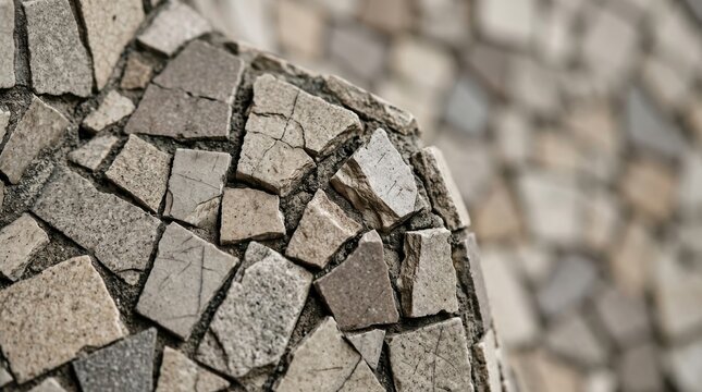 Latar belakang tekstur dinding batu tua dengan pola arsitektur granit abu-abu yang kasar dan bertekstur untuk bahan konstruksi permukaan abstrak