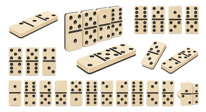 A set of wooden domino pieces.