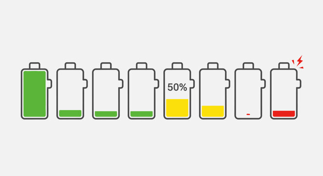 Battery Level Indicators Showing Charge Status.