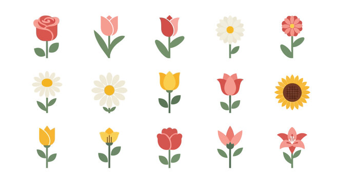 Collection of Various Colorful Flower Types.