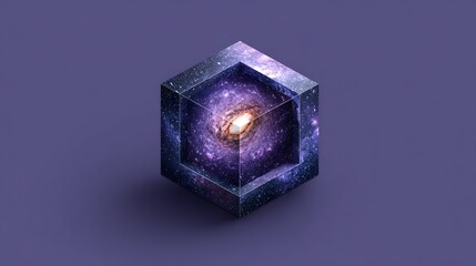 Fototapeta premium A cosmic hexagonal shape with swirling galaxies.