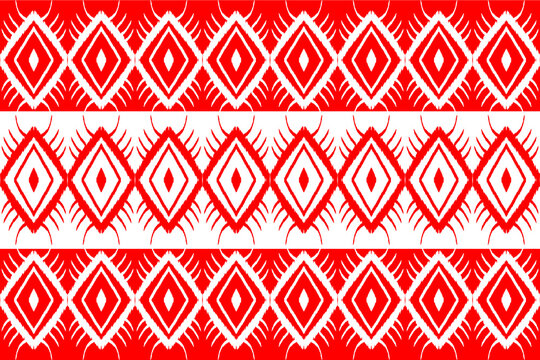 Thai fabric pattern red diamond seamless traditional geometric graphic