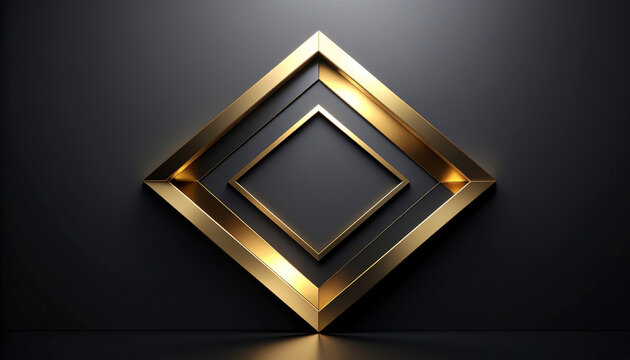 Geometric gold frame on dark background