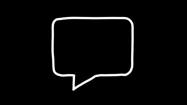Animated wobbly square speech bubble, Clean white line doodle on transparent background, Loop