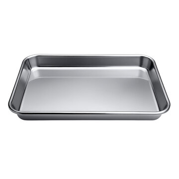 Stainless Steel Baking Tray on a White Background cookie sheet isolated on a transparent background