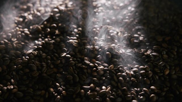 Coffee bean roasting process showcasing fresh aroma and rich texture.