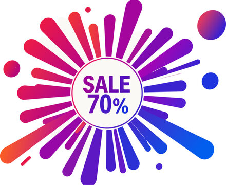  Insignia colorida con texto de descuento en estilo din&aacute;mico moderno.
