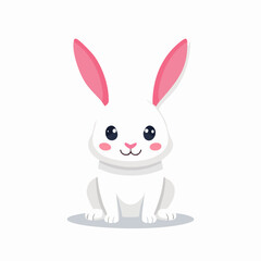 Fototapeta premium Cute white rabbit sitting and smiling illustration on white background