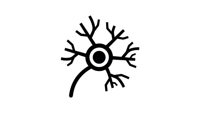 Black neuron cell on white background