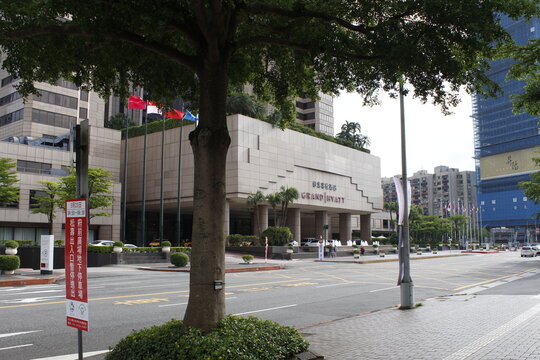 Grand hyatt hotel facade in Taipei, Taiwan