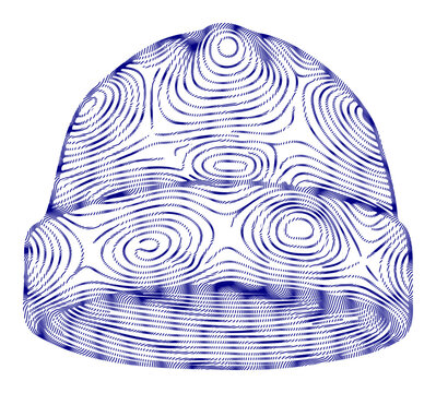Abstract blue beanie hat, winter cap with topographic line pattern