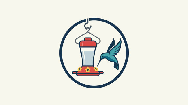 Hummingbird Feeder In A Circular Frame