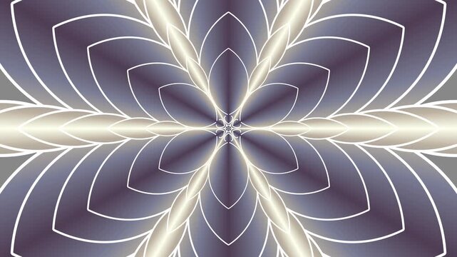 Purple and Silver Motion Background with Layered Flower Petals and White Outlines. Good For Intro Opening Aesthetic Video