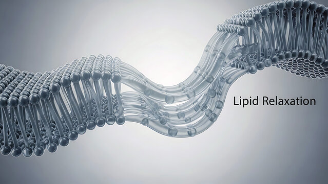 Lipid relaxation cell membrane structure illustration  biological model of lipid bilayer  cellular membrane
