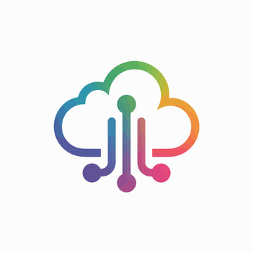 Rainbow cloud computing logo vector illustration colorful technology internet