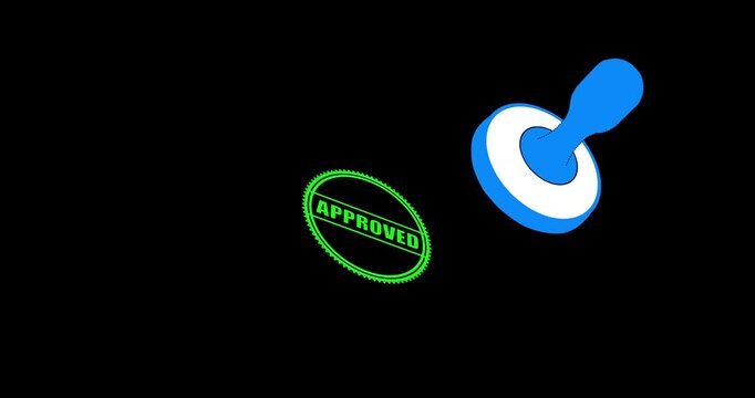 Rubber stamp with approved text animation. document work stamping document with approved seal. Stamp with the text approved animation with transparent background