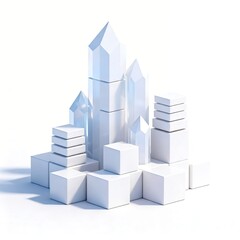 Fototapeta premium White Geometric Buildings and Structures 3D Render