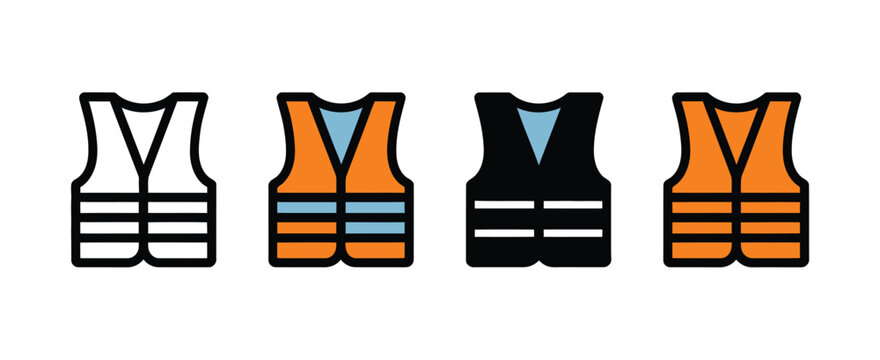 Reflective safety vest icon vector high-visibility construction jacket symbol for industrial protection work safety illustration design