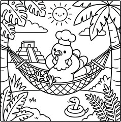Bold and Easy Turkey Coloring Page - Cozy Moment Farm Bird Line Art Vector for Adults and Kids © Rs