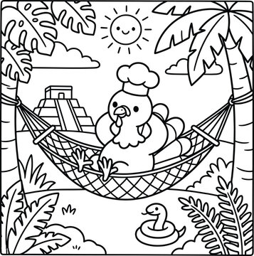 Bold and Easy Turkey Coloring Page - Cozy Moment Farm Bird Line Art Vector for Adults and Kids