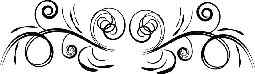 Abstract black and white tattoo design featuring a tribal snail shell spiral with floral nature elements and vector swirl patterns © ROJINA