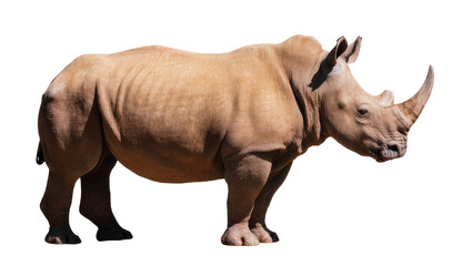 Obraz premium Large rhinoceros with thick skin and a prominent horn, isolated on transparent background