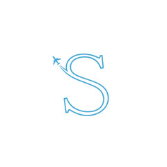 Obraz premium Letter s with airplane icon creative travel and aviation concept