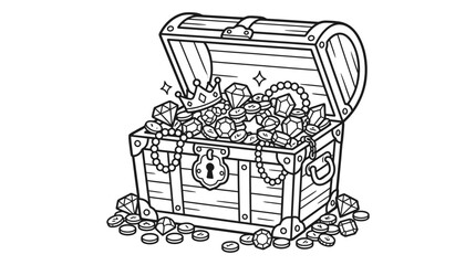 Open Treasure Chest Full of Coins. © Pidi
