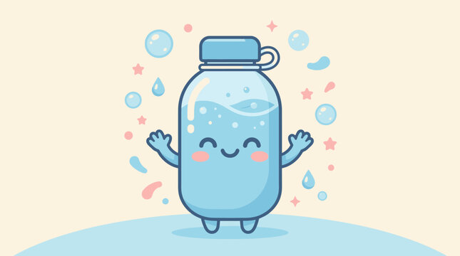 Smiling Water Bottle Character Design.
