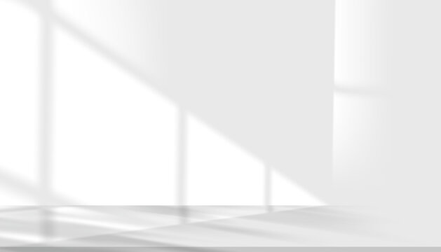 Soft window light casting shadows on a clean white wall with subtle depth and copy space. Minimal modern background ideal for interior design, branding, lifestyle, and product display