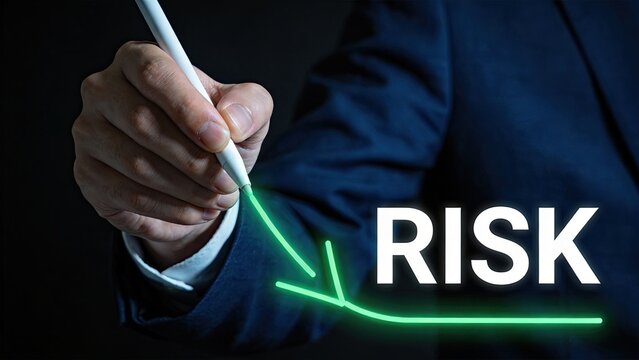 Businessman drawing downward green risk graph financial crisis concept economic loss market decline investment danger corporate strategy data analysis business management