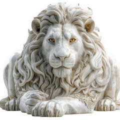 Naklejka premium lion statue white marble regal on transparent background