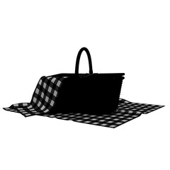 Obraz premium Silhouette Of A Black Bag With A Checkered Cloth Inside Silhouette