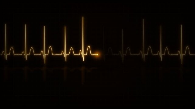 Heartbeat Medical Ecg Pulse Wave Displayed on a Digital Monitor Screen with Glowing Effect