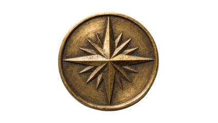 Antique bronze compass rose emblem, isolated on transparent background © Hugo