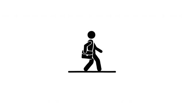 Student Walking with Backpack Icon Animation Simple Stick Figure Loop