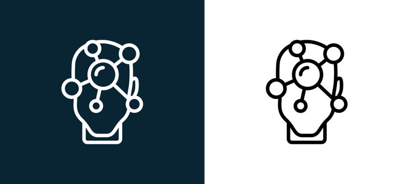 Two-color mind outline icon pair in black and white, editable stroke vector illustration for web, mobile apps, UI design, branding, and print from human mind