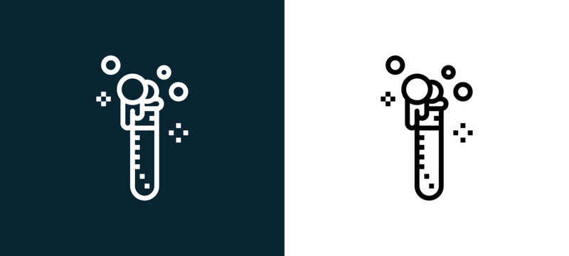 Two-color chemical outline icon pair in black and white, editable stroke vector illustration for web, mobile apps, UI design, branding, and print from science