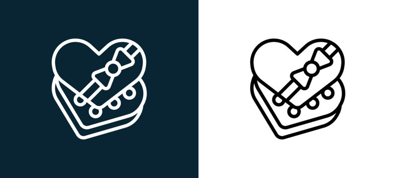 Two-color chote box outline icon pair in black and white, editable stroke vector illustration for web, mobile apps, UI design, branding, and print from love