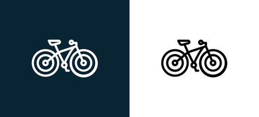 Fototapeta premium Two-color bicycle outline icon pair in black and white, editable stroke vector illustration for web, mobile apps, UI design, branding, and print from bicycle