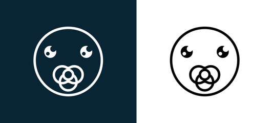 Fototapeta premium Two-color baby outline icon pair in black and white, editable stroke vector illustration for web, mobile apps, UI design, branding, and print from classics