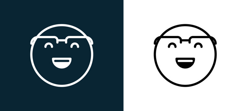Two-color nerd outline icon pair in black and white, editable stroke vector illustration for web, mobile apps, UI design, branding, and print from classics
