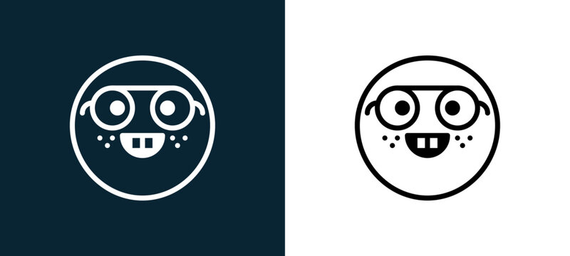 Two-color nerd outline icon pair in black and white, editable stroke vector illustration for web, mobile apps, UI design, branding, and print from classics