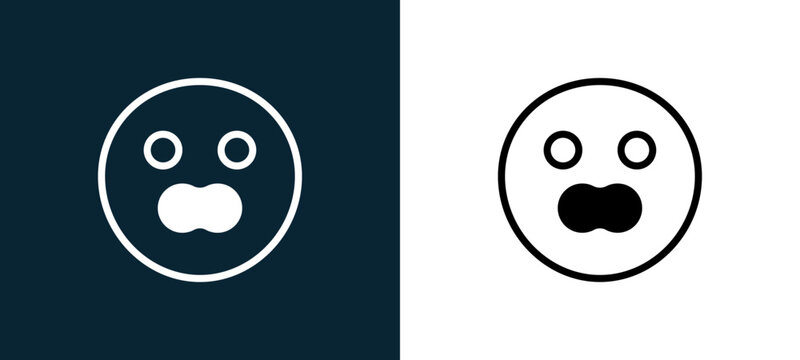 Two-color scream outline icon pair in black and white, editable stroke vector illustration for web, mobile apps, UI design, branding, and print from classics