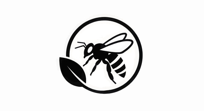 Black Bee Icon in Circle Logo.