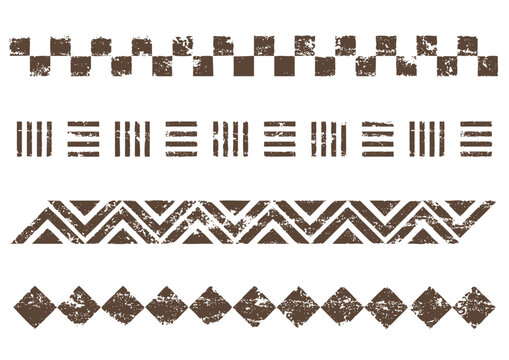 A set of geometric decorative borders reminiscent of traditional patterns from the South Pacific region.