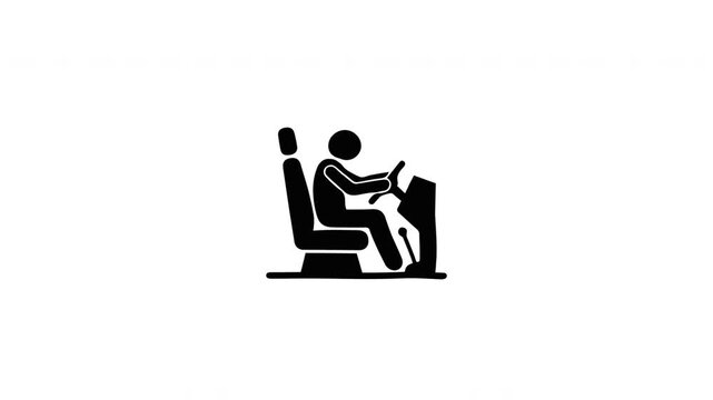 Driver Sitting and Driving Car Icon Animation Simple Stick Figure Loop