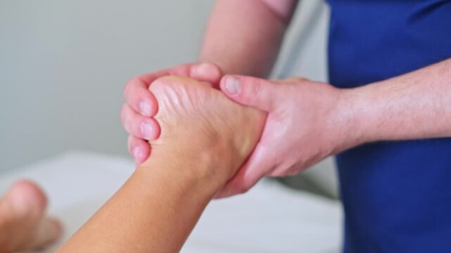 A woman enjoys a relaxing foot and leg massage at a spa, receiving professional care for wellness and relaxation.