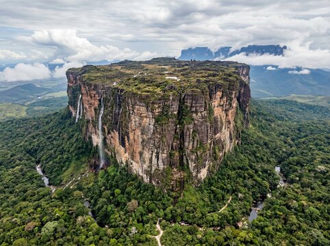Mighty Tepui Mountain Surrounded by Lush Rainforest