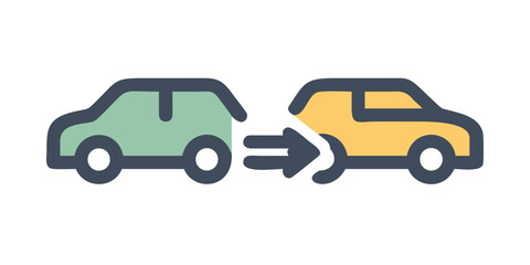 Obraz premium Car merging concept in clear style, illustration for traffic management, 